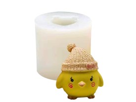 Molde silicona pollito con gorro tejido